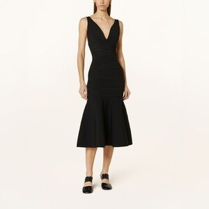 victoria beckham peplum dress VICTORIA BECKHAM Knitted Peplum Hem Dress NAVY US L RV$1190